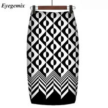 Western Fashion Gorgeous Floral Print Women Pencil Skirts Knee-Length Office Ladies Bodycon Saias Girls Faldas Slim Bottoms 2022 2024 - buy cheap