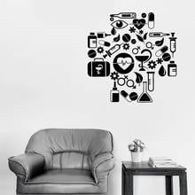 Medical Cross Wall Decal With Health Icons Medicine Study School Interior Decor Hospital Vinyl Window Sticker Art Wallpaper Q448 2024 - buy cheap