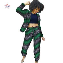 Bintarealwax africano 2 peça conjunto para mulher primavera dashiki calça elástica e topo de colheita bazin riche roupas africanas wy4000 2024 - compre barato