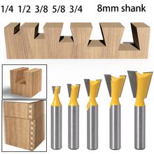 1PC 8mm Shank Dovetail Bit 1/4 1/2 3/8 5/8 3/4 Carbide Molding Router Bit Trimming Wood Milling Cutter for Woodwork Cutter Tools 2024 - buy cheap