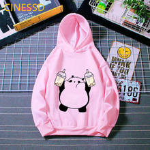 Cute Panda Love Boba Animal Print Children's Clothes Winter Clothes Plus Velvet Pink Sweatshirt Girls Hoodie Kids Top 3-13 Years 2024 - buy cheap