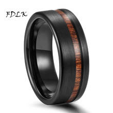 8 мм черное мужское кольцо из нержавеющей стали с деревянной леской, обручальное кольцо для мужчин, ювелирные изделия для помолвки, свадьбы, годовщины, мужской подарок на день рождения 2024 - купить недорого