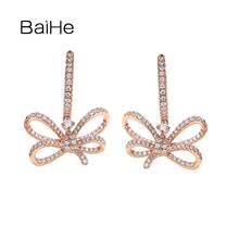BAIHE-Pendientes de diamante Natural H/SI para mujer, joyería fina con Clip para la oreja, 14K, blanco/amarillo/oro rosa 2024 - compra barato
