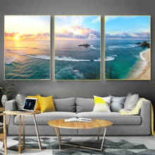 Pintura en lienzo moderna para pared, póster impreso en HD para playa, puesta de sol, vista al mar, decoración del hogar 2024 - compra barato