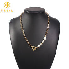 FINE4U N765 OT Toggle Satellite Chain Choker for Women Minimalist Imitation Pearl Choker Necklace 2024 - buy cheap