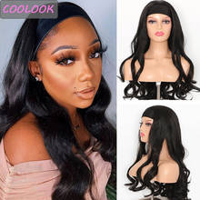 Pelucas de diadema ondulada larga de 26 pulgadas para Mujeres Afro, turbante ondulado de cuerpo negro natural, fibra sintética, pelo falso, Cosplay 2024 - compra barato