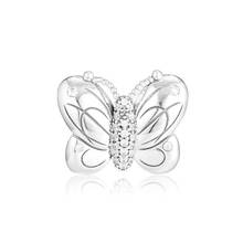Clear CZ Butterfly Crystal Beads for Jewelry Making Women Spring Jewelry Sterling Silver 925 Charm Beads for Bracelets & Bangles 2024 - buy cheap