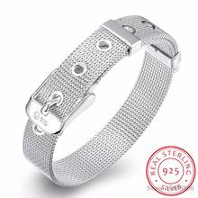 LEKANI Fashionable Belt Design Pure 925 Sterling Silver Fine Jewelry Bracelet Top Quality 10mm Watch Chain For Woman Man Gift 2024 - buy cheap