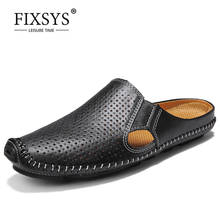 FIXSYS-Zapatillas de cuero para hombre, zapatos transpirables huecos, ligeros, antideslizantes para exteriores, medias mocasines informales 2024 - compra barato