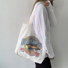 Bolsa feminina de lona reutilizável, bolsa de compras para mulheres, em algodão, bolsa tote de ombro, escolar, 2020 2024 - compre barato