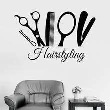 Hairstyling Wall Decal Stylist Barber Tools Door Window Vinyl Stickers Hair Beauty Salon Barber Shop Interior Decor Mural E718 2024 - buy cheap