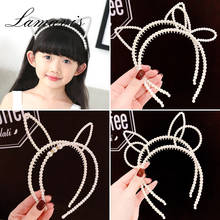 Cute Pearl Hair Band Female Children Girl Rabbit Ears Bow Head Band Pressure Hair Band Teeth Non-Slip Hair Card 2024 - buy cheap