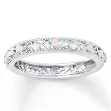 Dainty anéis de dedo redondos opala branca opala, de casamento para mulheres, compromisso de noivado, joia 2021 2024 - compre barato
