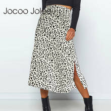 Jocoo Jolee Spring Summer Leopard Print Chiffon Skirt Sexy Split Zipper High Waist Midi Skirt Vintage Beach Party Skirt New 2024 - buy cheap