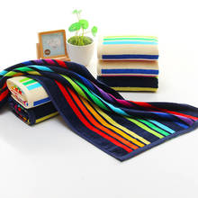 100% algodão toalha de rosto arco-íris stripe toalha casal adulto toalha de lavagem doméstica macio absorvente 34x74cm 2024 - compre barato