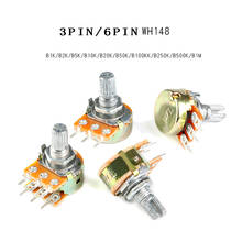 5PCS WH148 Potentiometer 3Pin 6pin B1K B2K B5K B10K B20K B50K B100K B250K B500K B1M Shaft Amplifier Dual Stereo molewei 20/15mm 2024 - buy cheap