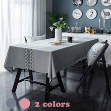 Toalha de mesa bordada de flores, toalha de mesa de algodão/linho, cor sólida, para sala de jantar/mesa de café, pastoral cinza/rosa 2024 - compre barato