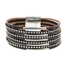 Leather Bracelets for Women Metal Pipe Metal Bracelets & Bangles Retro Boho Multilayer Wrap Wide Bracelet Femme Jewelry 2024 - buy cheap