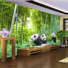 Papel tapiz de foto 3D personalizado, Panda, bosque de bambú, TV, Mural de pared de fondo, sala de estar, dormitorio, pintura de paisaje, papel tapiz moderno 2024 - compra barato