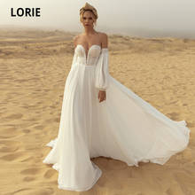 LORIE Boho Wedding Dresses Puff Sleeve Sweetheart Wedding Gown Appliques Lace Chiffon Ivory Long Bridal Dress suknia ślubna 2024 - buy cheap