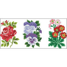 Three little flowers patterns Counted Cross Stitch 11CT 14CT 18CT DIY Chinese Cross Stitch Kits Embroidery Needlework Sets 2024 - buy cheap