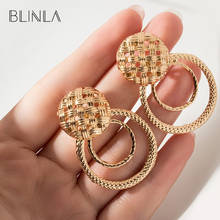 BLINLA 2019 Vintage Round Gold Drop Earrings For Women Statement Geometric Hollow Metal Dangle Hanging Earrings Fashion Jewelty 2024 - buy cheap
