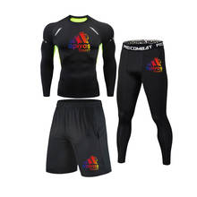 Conjunto de camiseta esportiva de compressão para homens, roupa de treino mma bjj fitness de compressão, roupa esportiva preta de alta qualidade para academia 2024 - compre barato