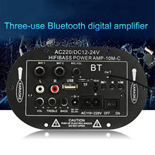 Placa amplificadora automotiva digital, 35w, potência, 12v, 24v, 220v, 8 "/10", bluetooth, usb, fm, tf player, subwoofer com controle remoto 2024 - compre barato