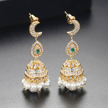 Retro Indian Jhumka Jhumki Crystal Rhinestone Beads Tassel Bell Drop Dangle Earring Gold Color Ethnic Gypsy Bridal Women Jewelry 2024 - buy cheap