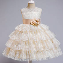 Vestido de princesa infantil feminino, vestido de renda vazada elegante para bolo de menina de 2 a 10 anos 2024 - compre barato