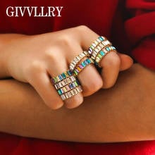 Anillos de arcoíris de cristal de lujo para mujer, anillo de cobre colorido, joyería de boda 2024 - compra barato