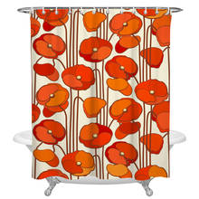 Водонепроницаемая занавеска для душа из полиэстера, аксессуары для ванной комнаты с художественным принтом мака, оранжевых цветов, шторы для душа 2024 - купить недорого