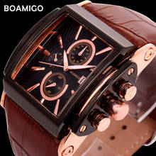 BOAMIGO часы Мужские кварцевые ремешок Авто Дата часы большие наручные часы лучший бренд класса люкс relogio masculino 2024 - купить недорого