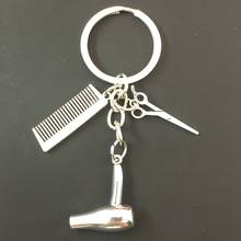 High Quality Hair Dryer Keychain Hairdresser Gift Comb Scissors Car Key Ring Accessories Jewelry Gift Keychain for Barber 2024 - buy cheap