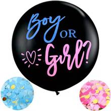 36inch Gender Reveal Decoration Boy or Girl Balloon Black Latex Ballon with Confetti Gender Reveal Globos for Baby Shower Party 2024 - buy cheap