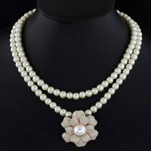 Simple Simulated Pearl Choker Necklaces & Pendants For Women Fashion Elegant Flowers Statement Necklace Collier Femme Bijoux 2024 - buy cheap