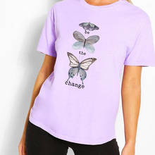 Винтажная модная футболка с принтом бабочек, уличная одежда в стиле бохо, футболки с графическим принтом, женская летняя хлопковая Футболка большого размера, эстетические Топы 2024 - купить недорого
