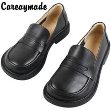 Careaymade-The top layer of cow leather British shoes women's loose big head shoes comfortable soft leather handmade shoes 2024 - buy cheap