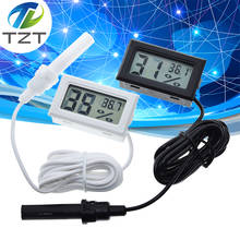 Tzt profissional mini sonda digital lcd termômetro higrômetro umidade medidor de temperatura interior display lcd digital branco preto 2024 - compre barato