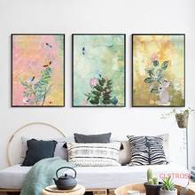 Aquarela literária animal e planta pintura da lona fresco cartaz nórdico arte abstrata fotos de parede para sala estar decoração casa 2024 - compre barato