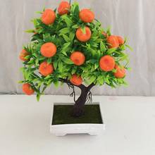 1 peça laranja artificial bonsai vaso planta paisagem festa casa jardim decoração 2024 - compre barato