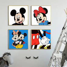 Pintura en lienzo de dibujos animados de Disney, pósteres e impresiones de Mickey Mouse para pared, imagen artística para sala de estar, decoración del hogar 2024 - compra barato