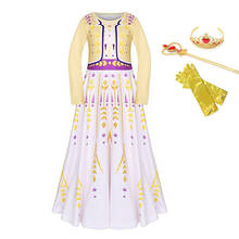 Princess New Anna Dress Girls Cosplay Costume Kids Flower Print Party Fancy Dress Child Birthday Party Anna Role-plays Clothes 2024 - buy cheap