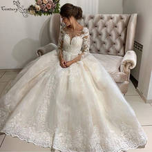 Long Sleeves Wedding Dresses 2020 Lace Appliques Sheer Neck Sweep Train A-Line Princess Bridal Gown Bride Dress Vestido De Noiva 2024 - buy cheap