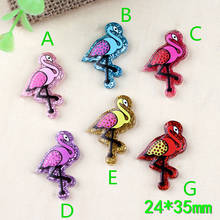 Mini Order 10pcs 24*35mm Kawaii Resin Cabochons Glitter Flatback Colorful Animal Bird Flamingo Clay Charm Pendant DIY Hair Bow 2024 - buy cheap