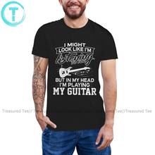 Футболка с электрогитарой «Я играю на гитаре», хлопковая футболка с короткими рукавами, футболка 5x 2024 - купить недорого