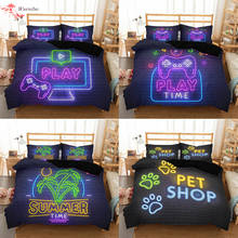 Gamepad Bedding Set Luminous Duvet Cover Colorful Neon Light Paw Dolphin 3pcs Bed Set Comforter Quilt for Kids Adult Boys Girls 2024 - buy cheap