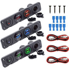 4 In 1 Switch Panel Dual USB Socket Charger Switch Panel + Voltmeter + Cigarette Lighter Socke Waterproof Tester Set Car Charger 2024 - buy cheap