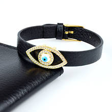 Модный циркониевый синий браслет с шармами от сглаза кожаные браслеты и браслеты для женщин и мужчин ювелирные изделия браслет для часов подарок 2024 - купить недорого