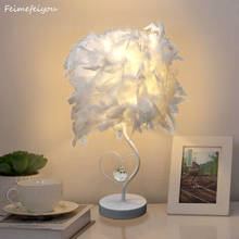 Feimefeiyou Bedside Reading Room Sitting Room Heart Shape Feather Crystal Table Lamp for bedroom Light art deco home planetarium 2024 - buy cheap